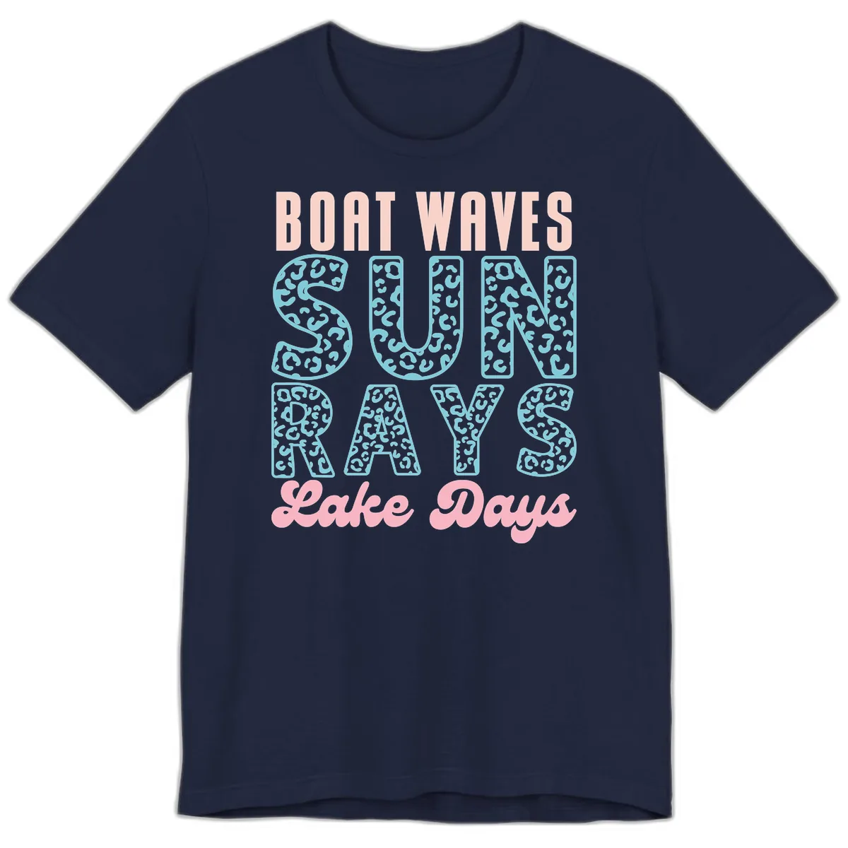 Boat Waves Sun Rays Lake Days Design Premium T-Shirt in Navy