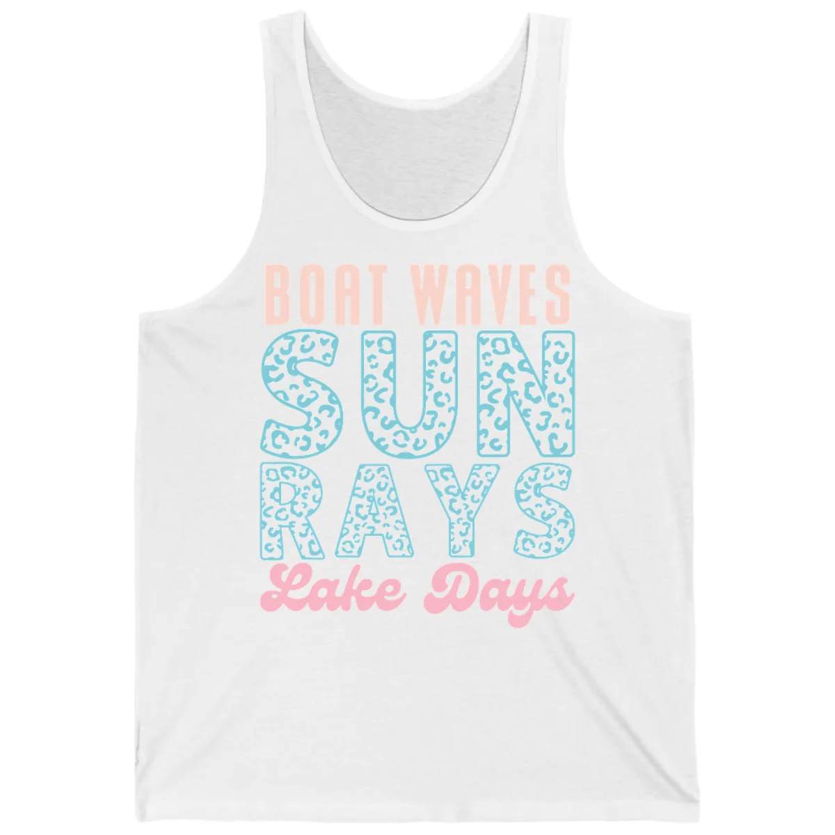 Boat Waves Sun Rays Lake Days Design Tank in White