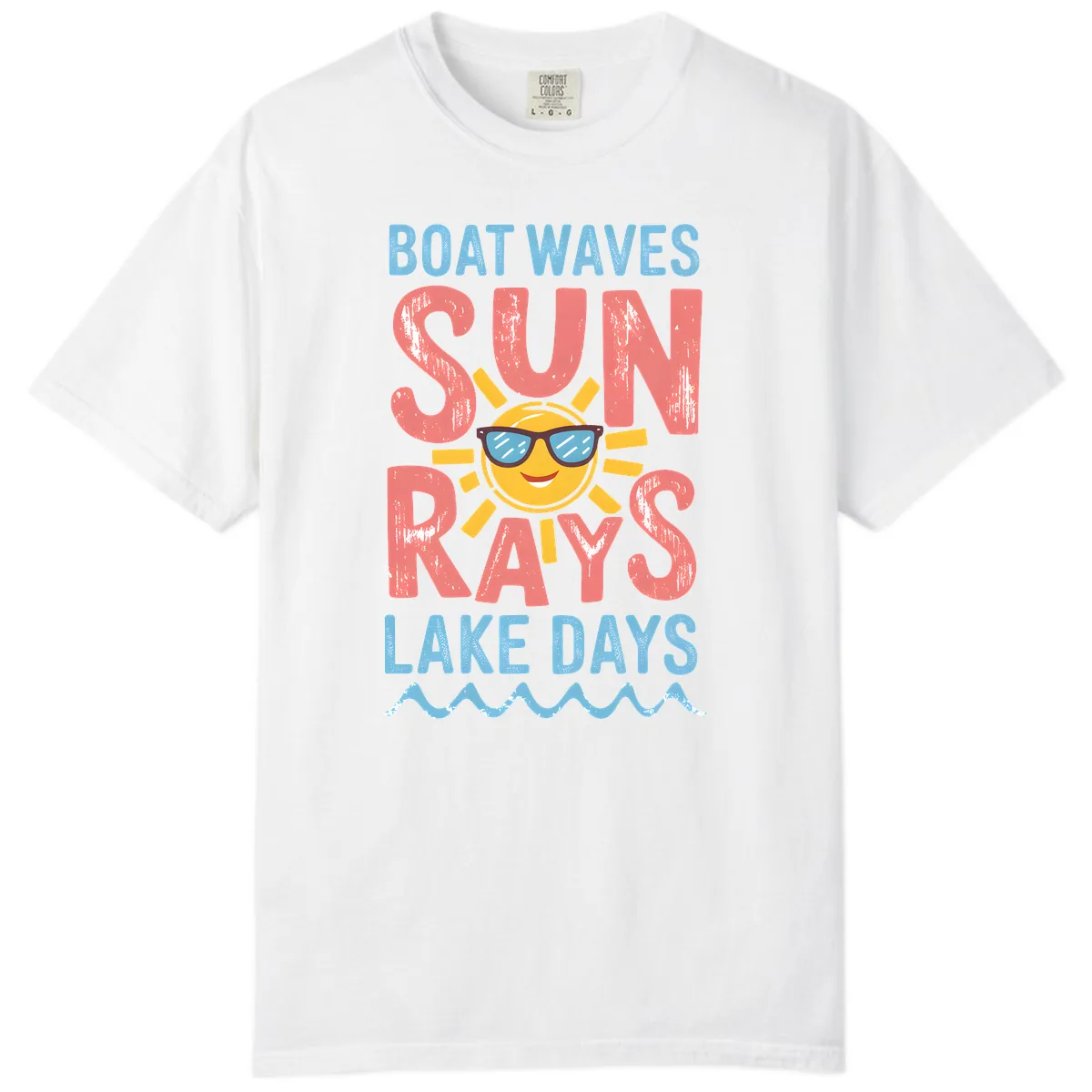 Boat Waves Sun Rays Lake Days Comfort Color in White