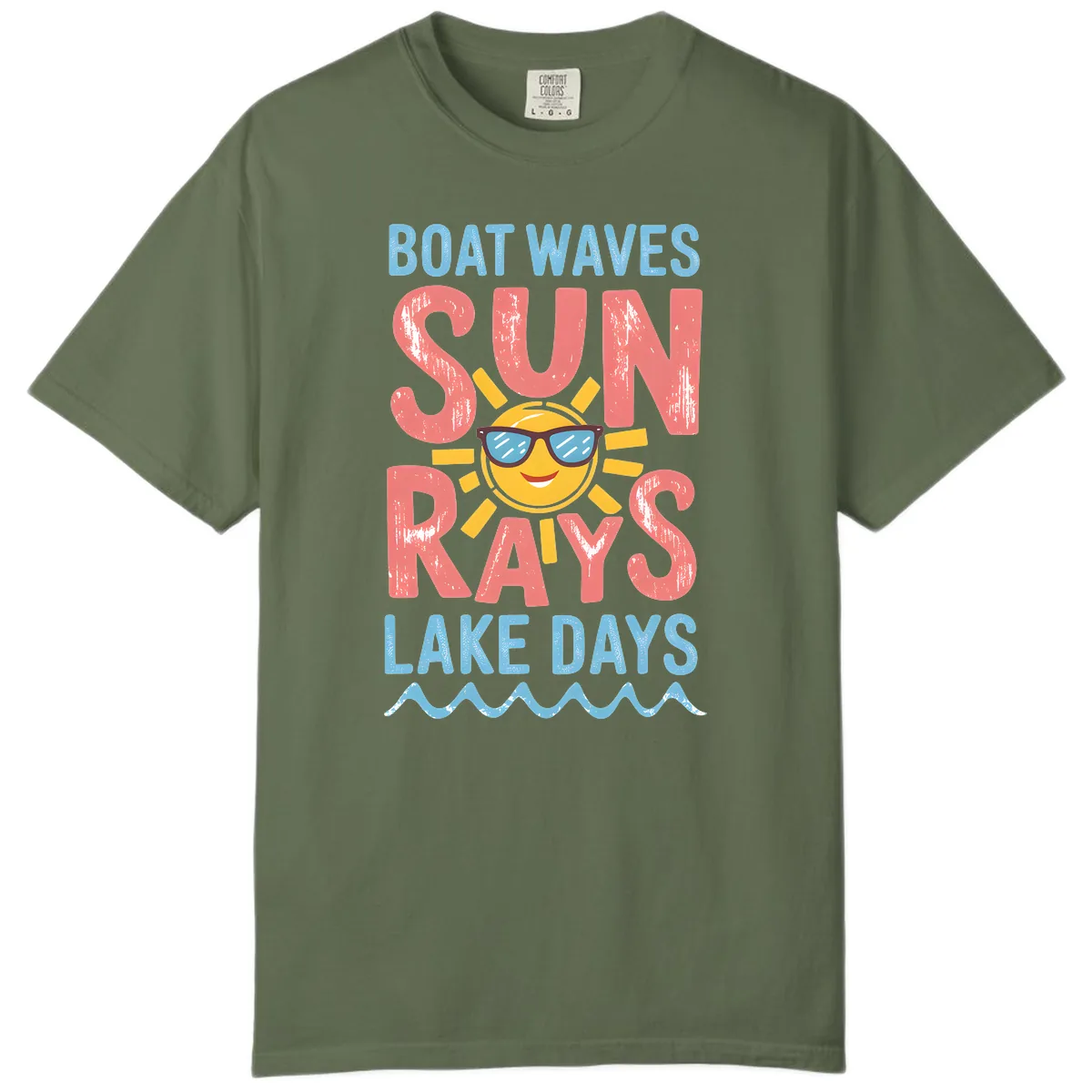 Boat Waves Sun Rays Lake Days Comfort Color in Sage