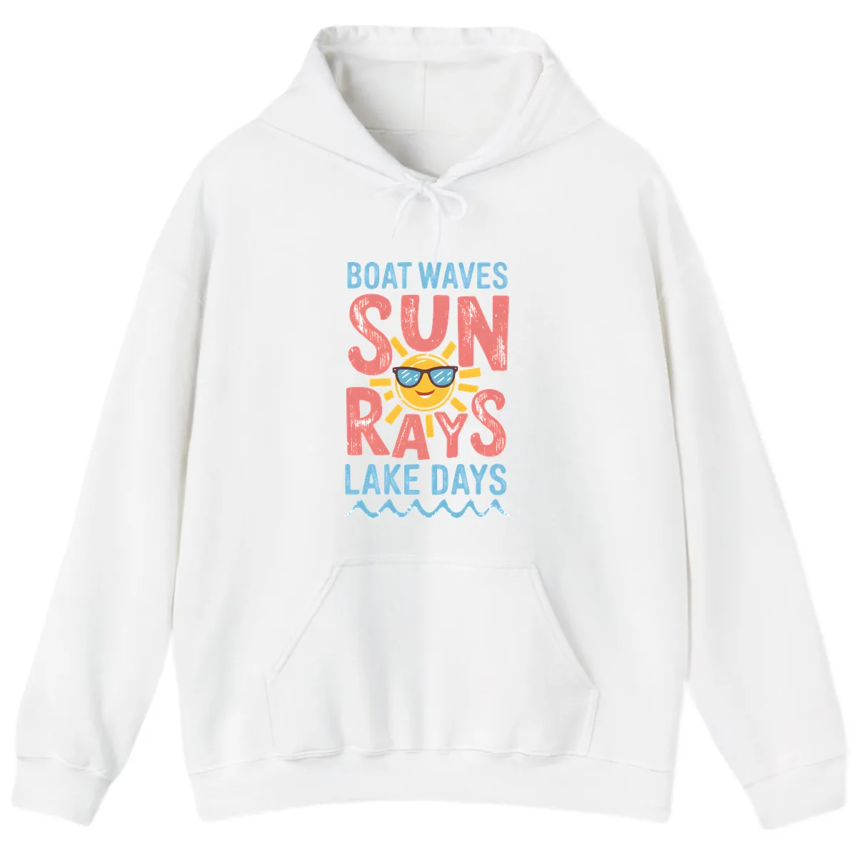 Boat Waves Sun Rays Lake Days Hoodie in White