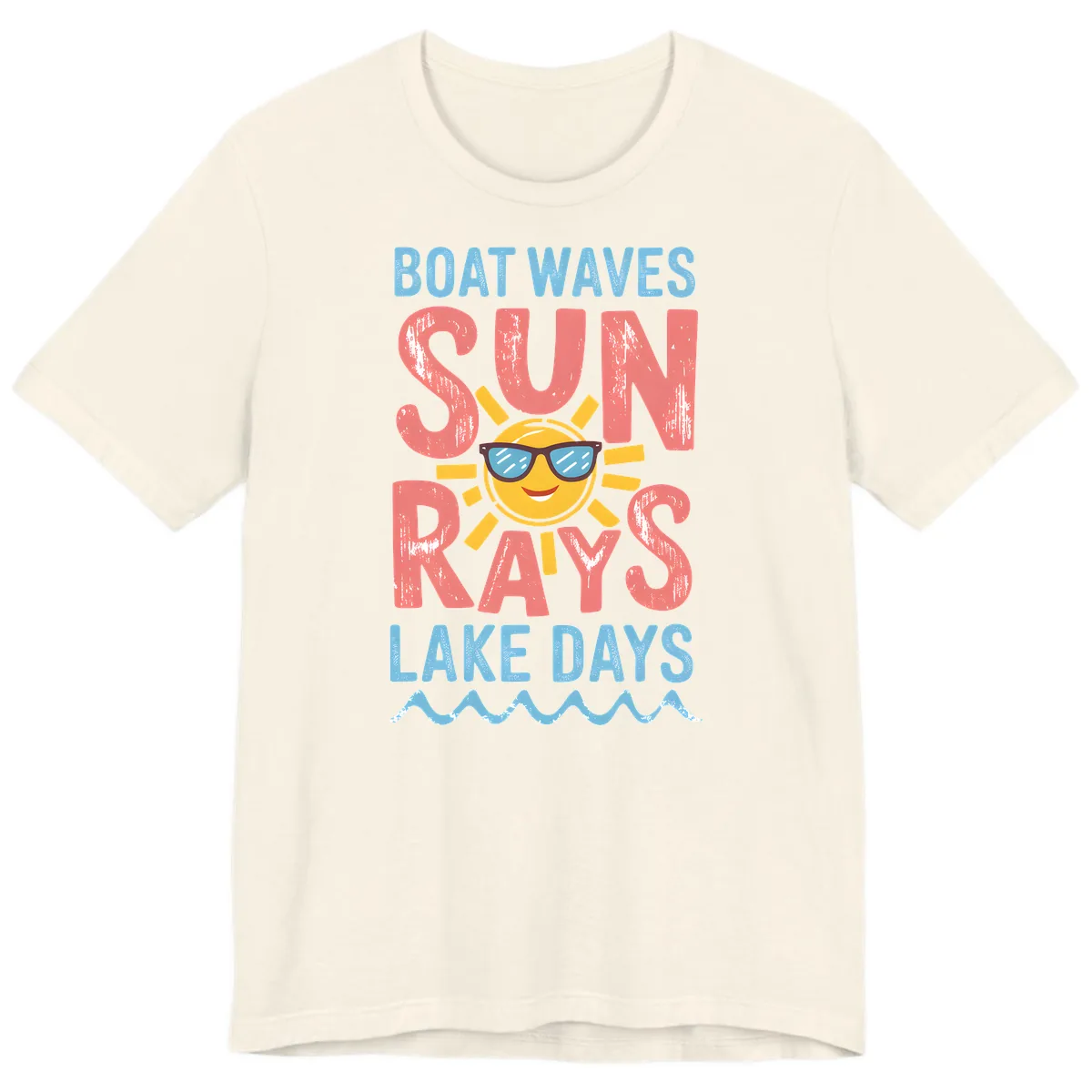 Boat Waves Sun Rays Lake Days Premium T-Shirt in Natural