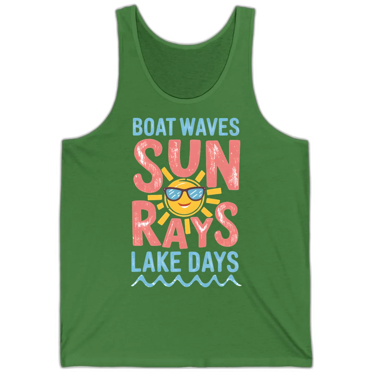 Boat Waves Sun Rays Lake Days Tank in Leaf
