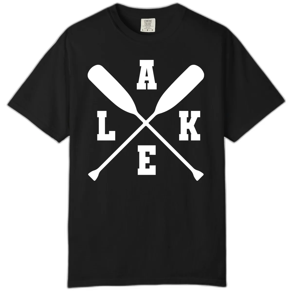 Lake Life Crossed Oars Design Comfort Color in Black