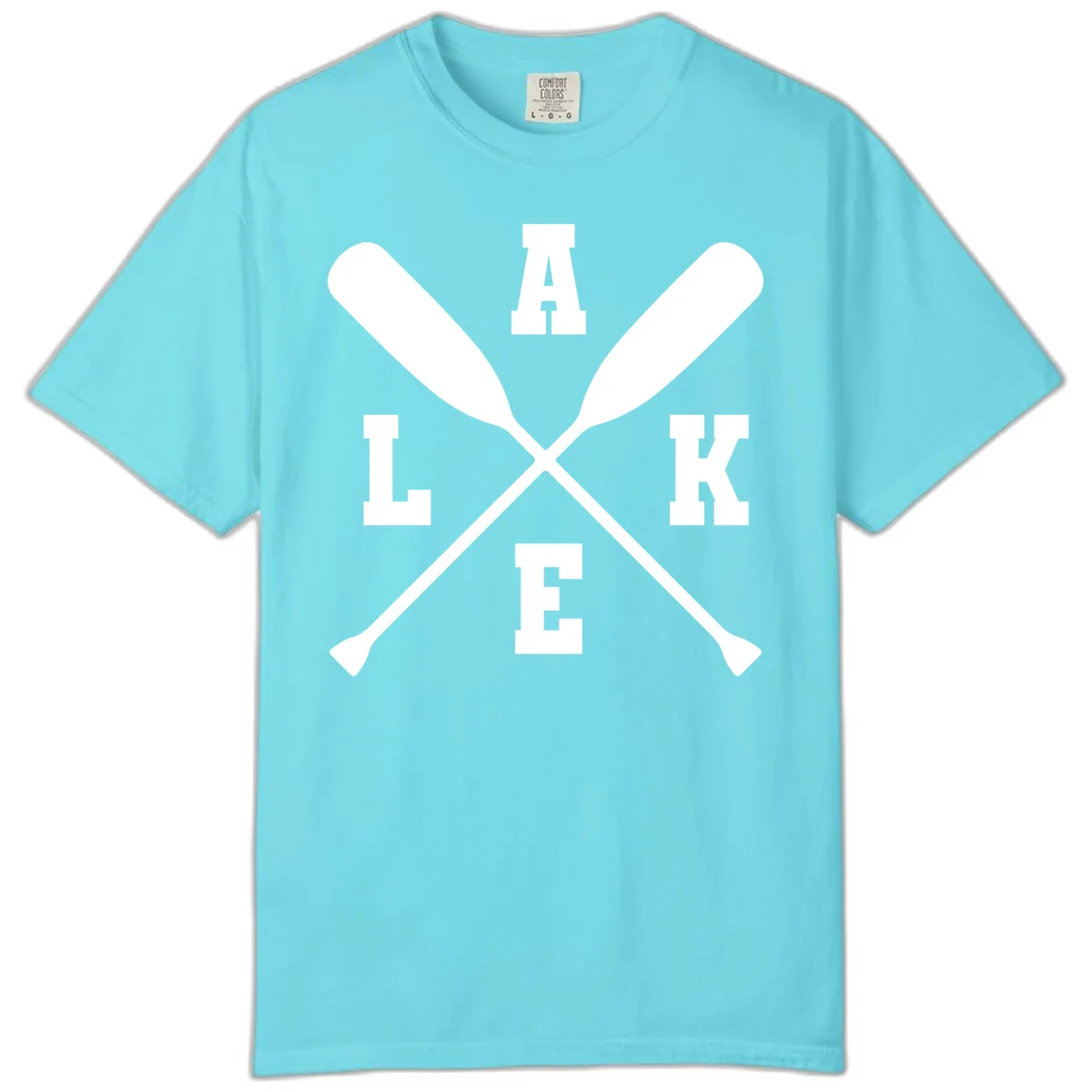 Lake Life Crossed Oars Design Comfort Color in Lagoon Blue