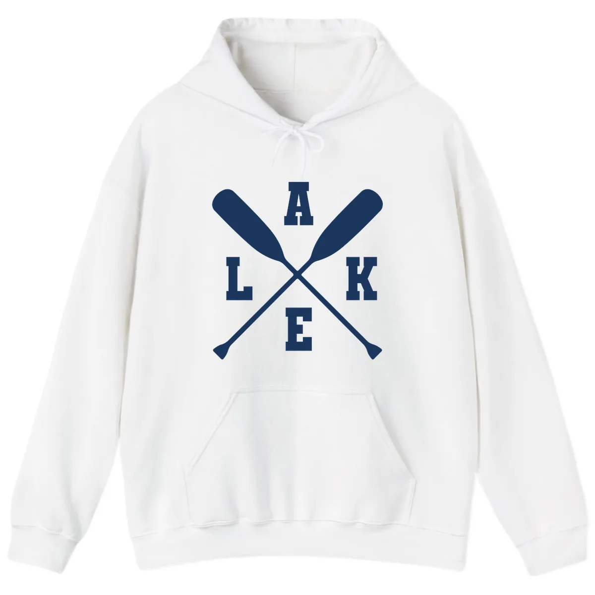 Lake Life Crossed Oars Design Hoodie in White