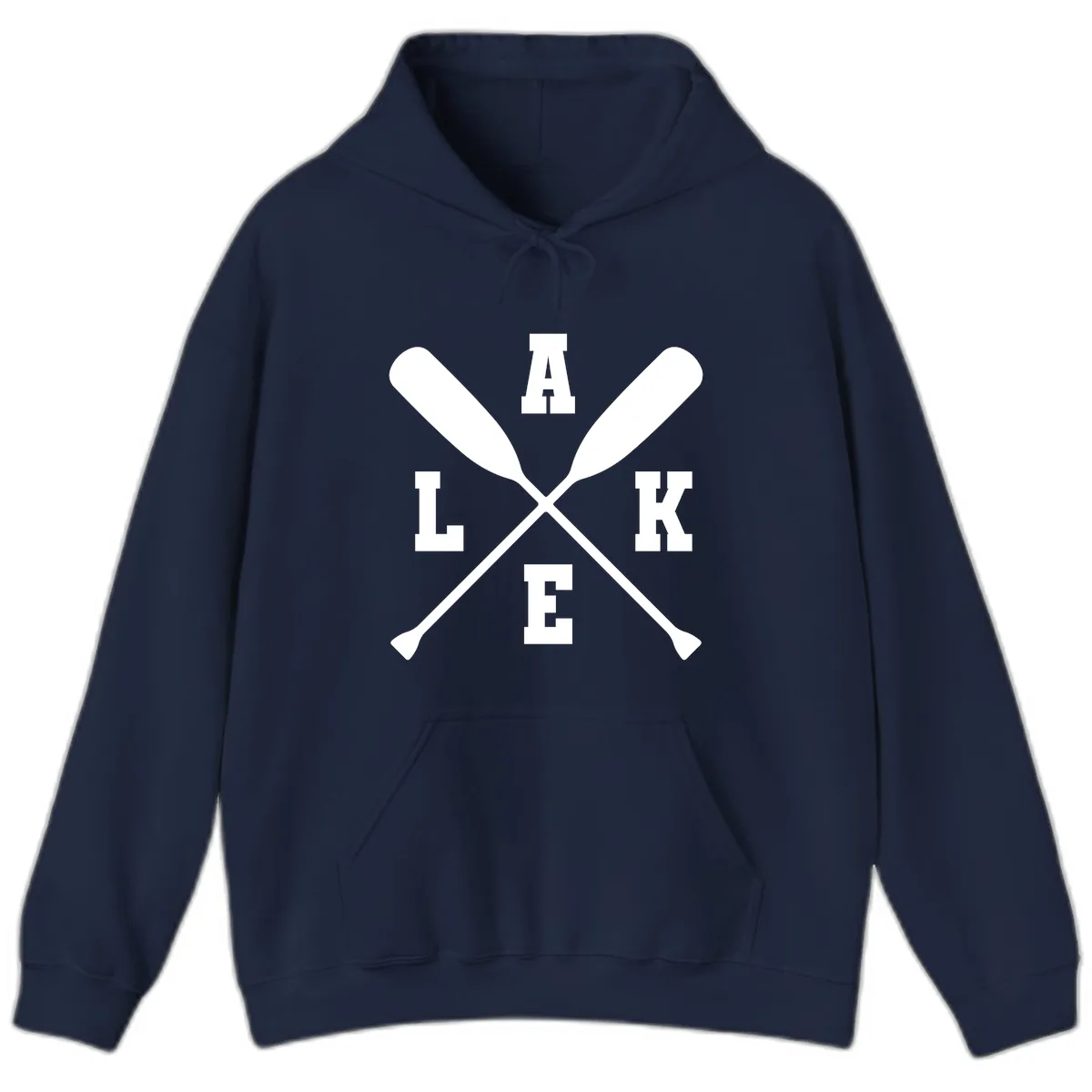 Lake Life Crossed Oars Design Hoodie in Navy