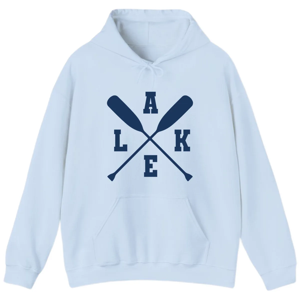 Lake Life Crossed Oars Design Hoodie in Light Blue