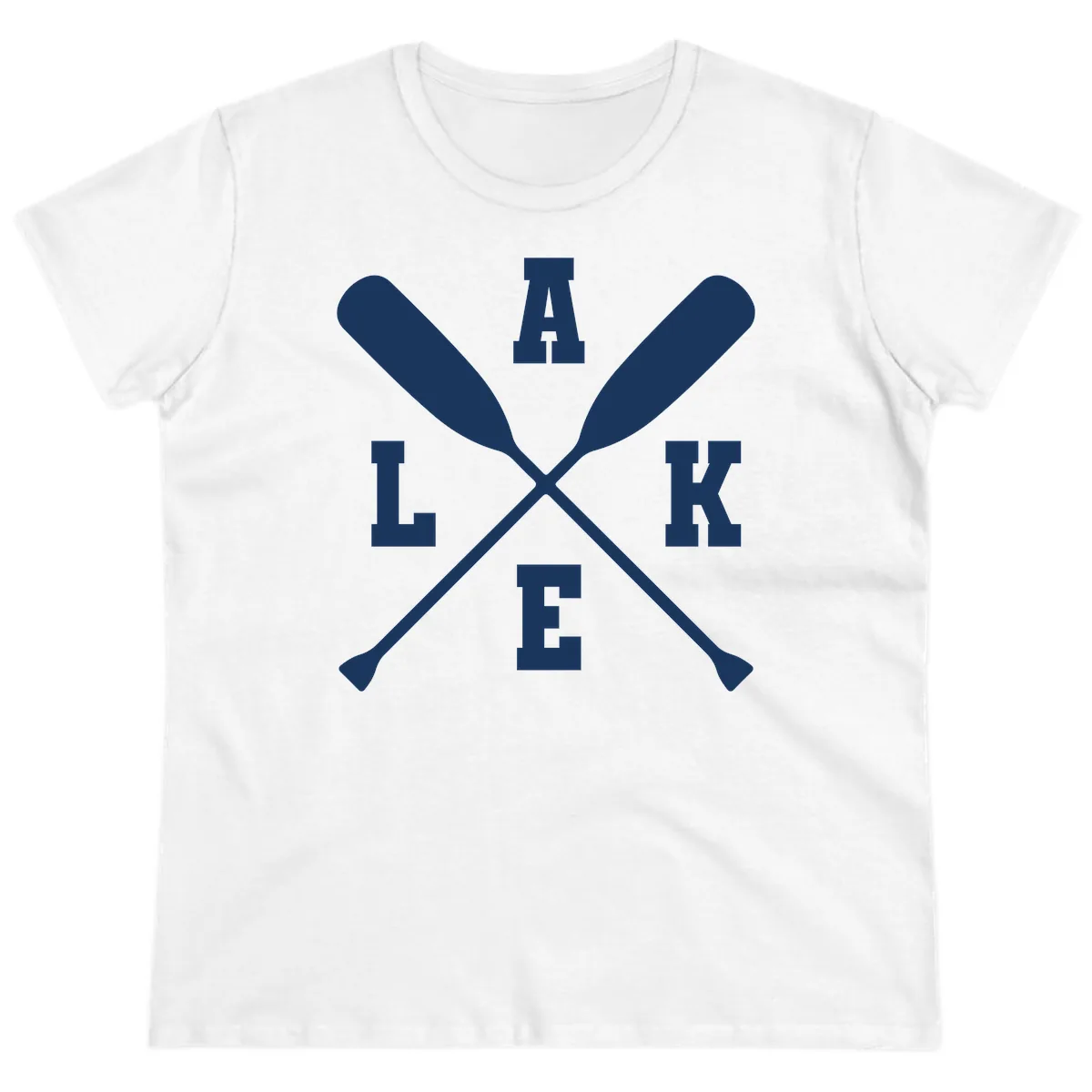 Lake Life Crossed Oars Design Ladies Tee in White