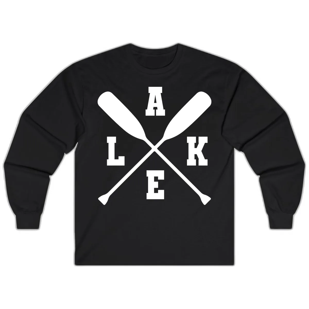 Lake Life Crossed Oars Design Long Sleeve in Black