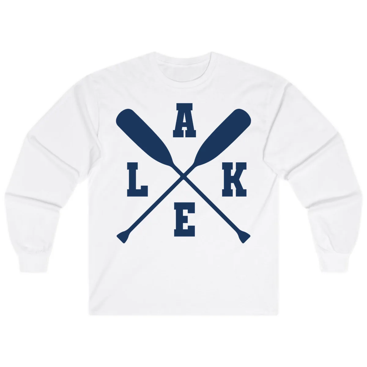 Lake Life Crossed Oars Design Long Sleeve in White