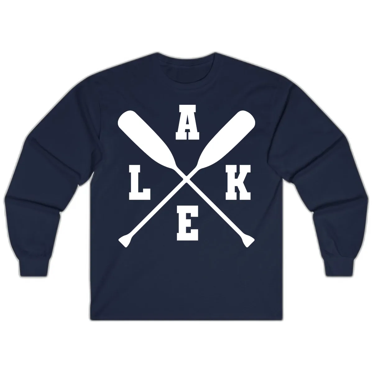 Lake Life Crossed Oars Design Long Sleeve in Navy