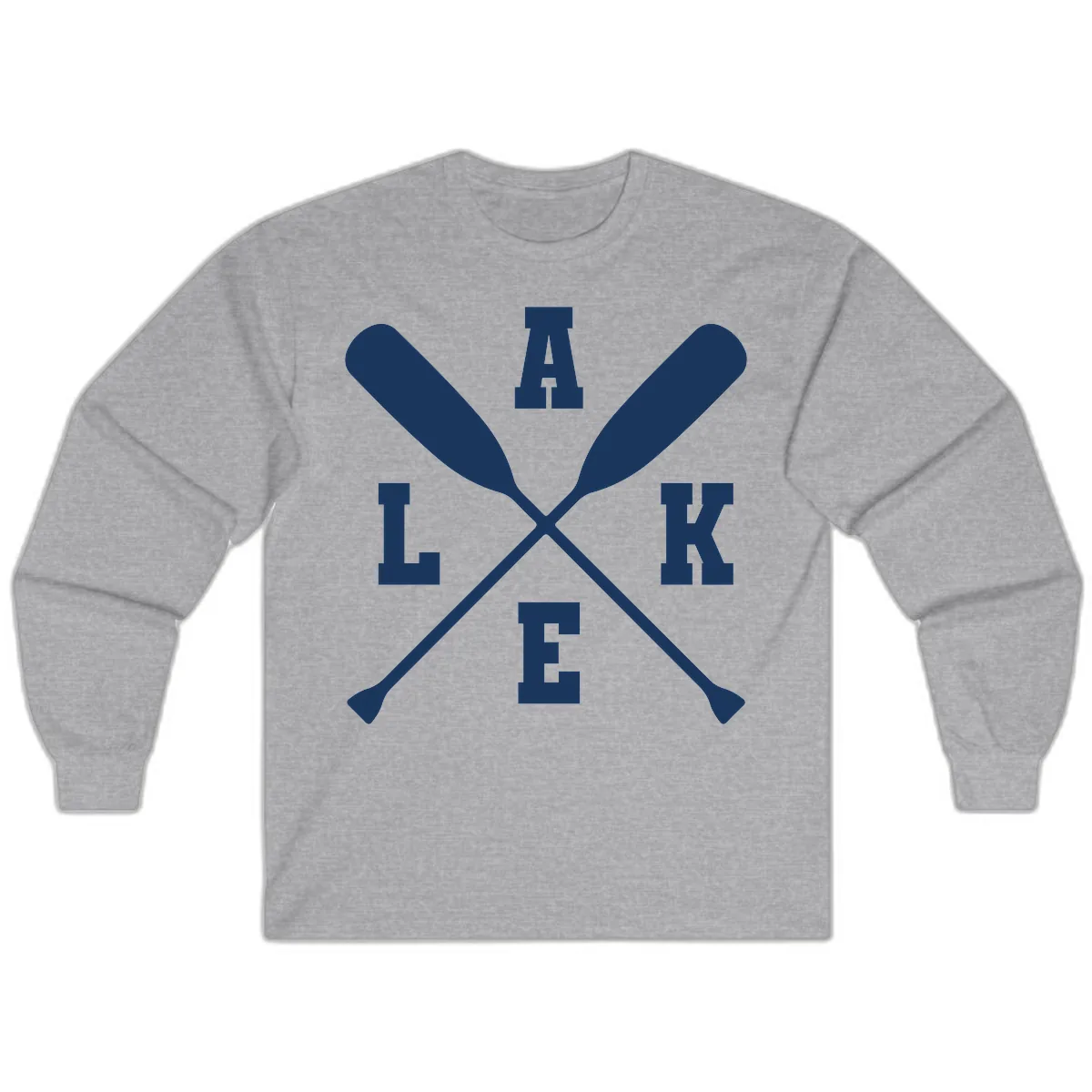 Lake Life Crossed Oars Design Long Sleeve in Sport Grey