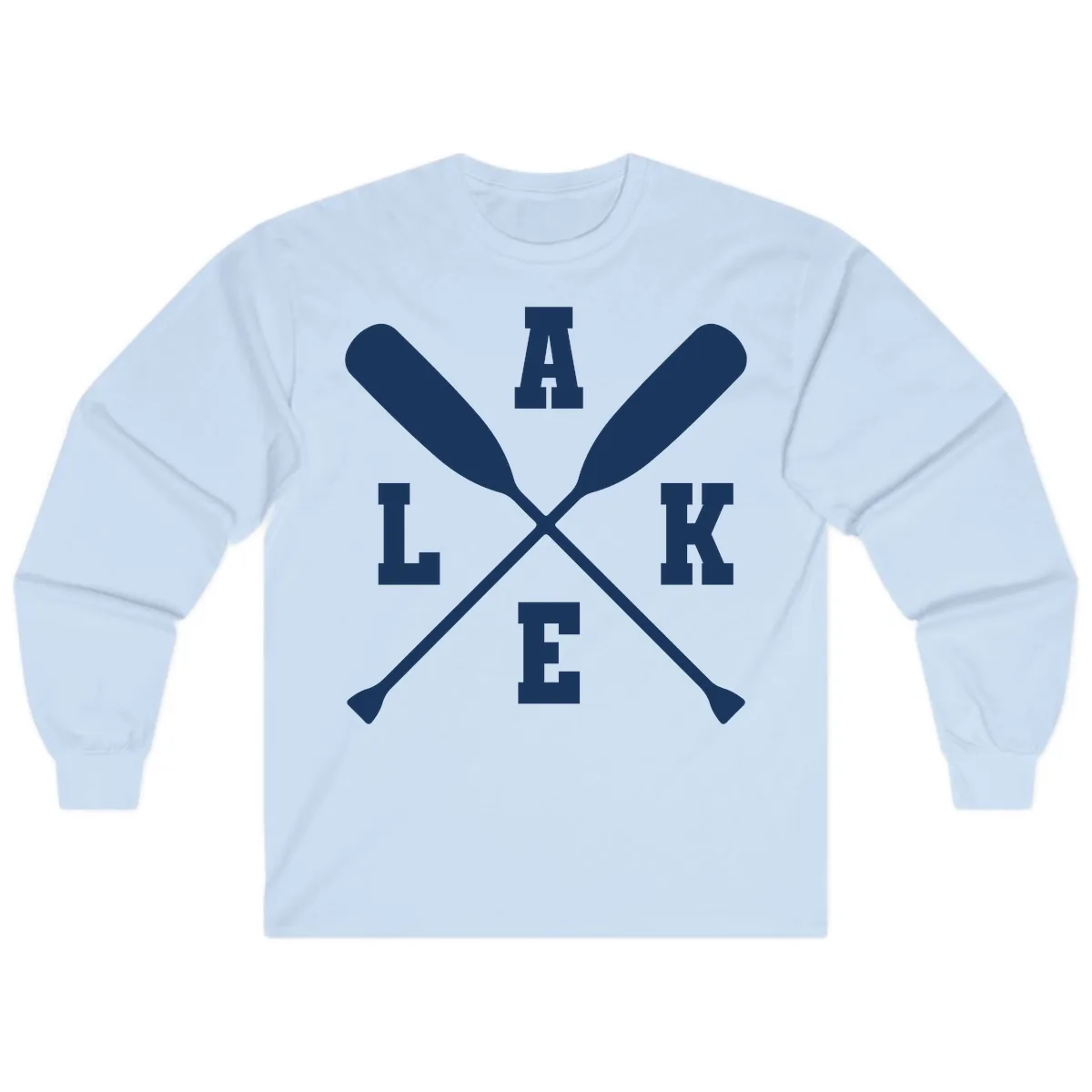 Lake Life Crossed Oars Design Long Sleeve in Light Blue