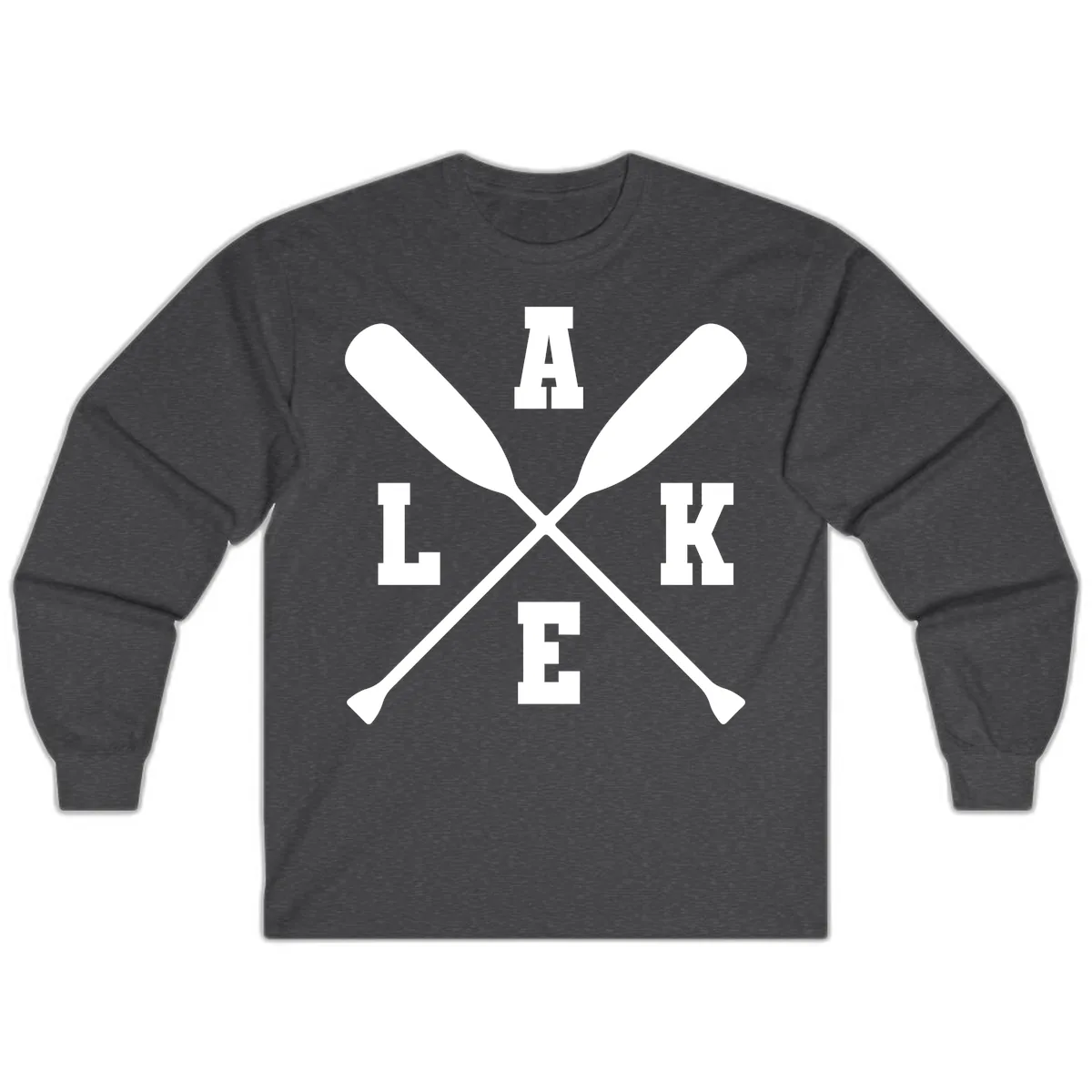 Lake Life Crossed Oars Design Long Sleeve in Dark Heather