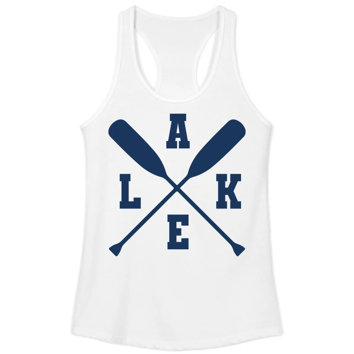 Lake Life Crossed Oars Design Ladies Tank in White