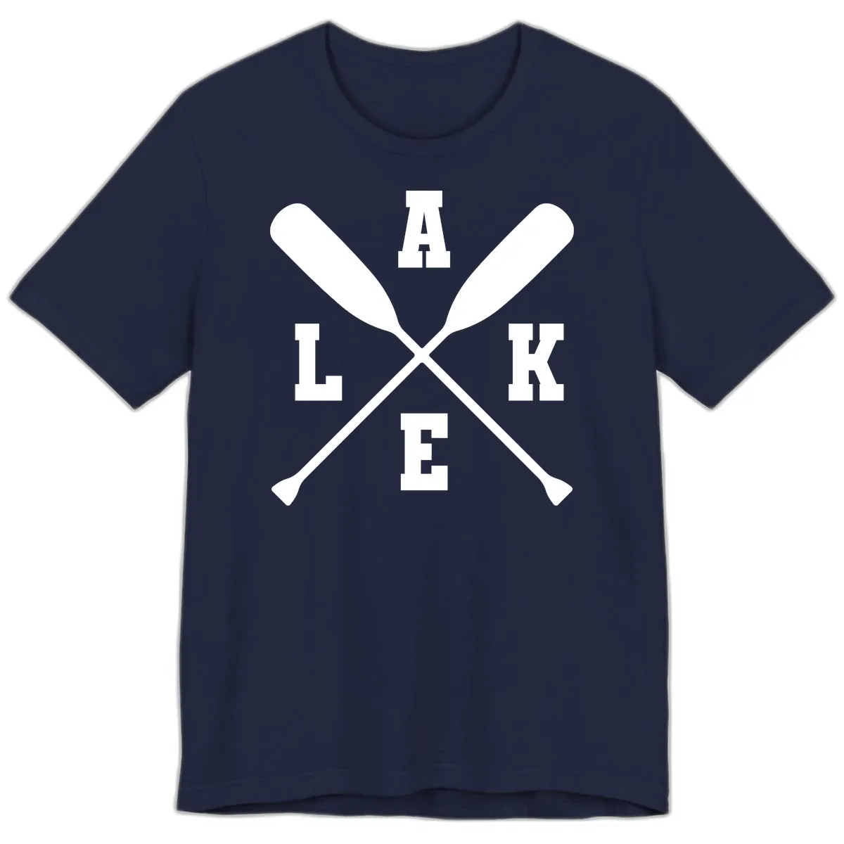 Lake Life Crossed Oars Design Premium T-Shirt in Navy