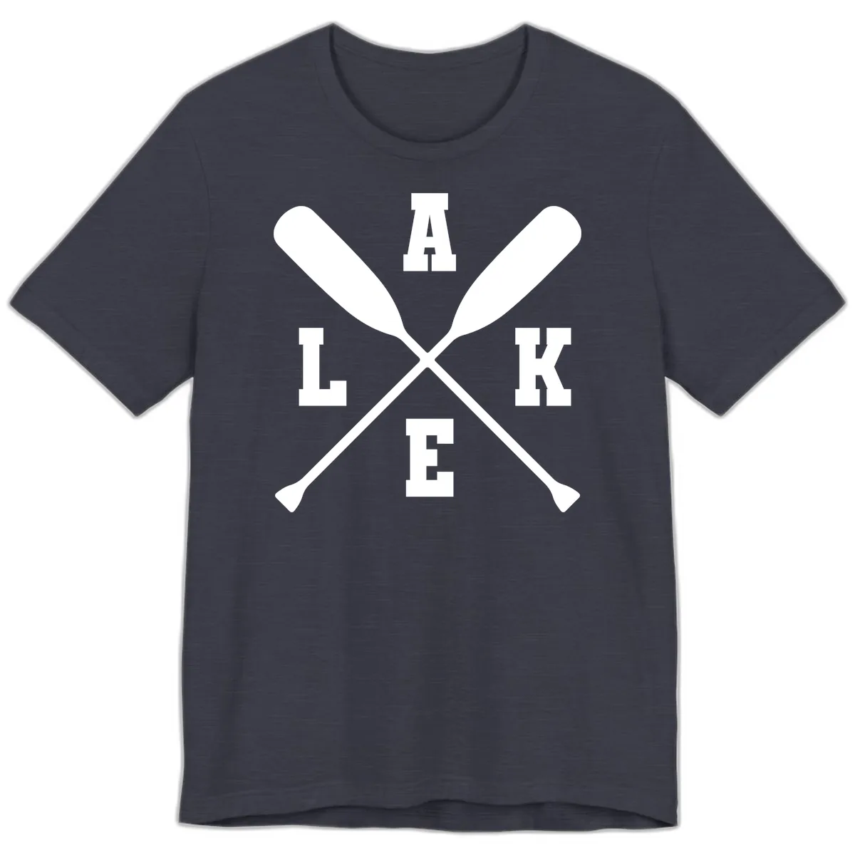 Lake Life Crossed Oars Design Premium T-Shirt in Heather Midnight Navy