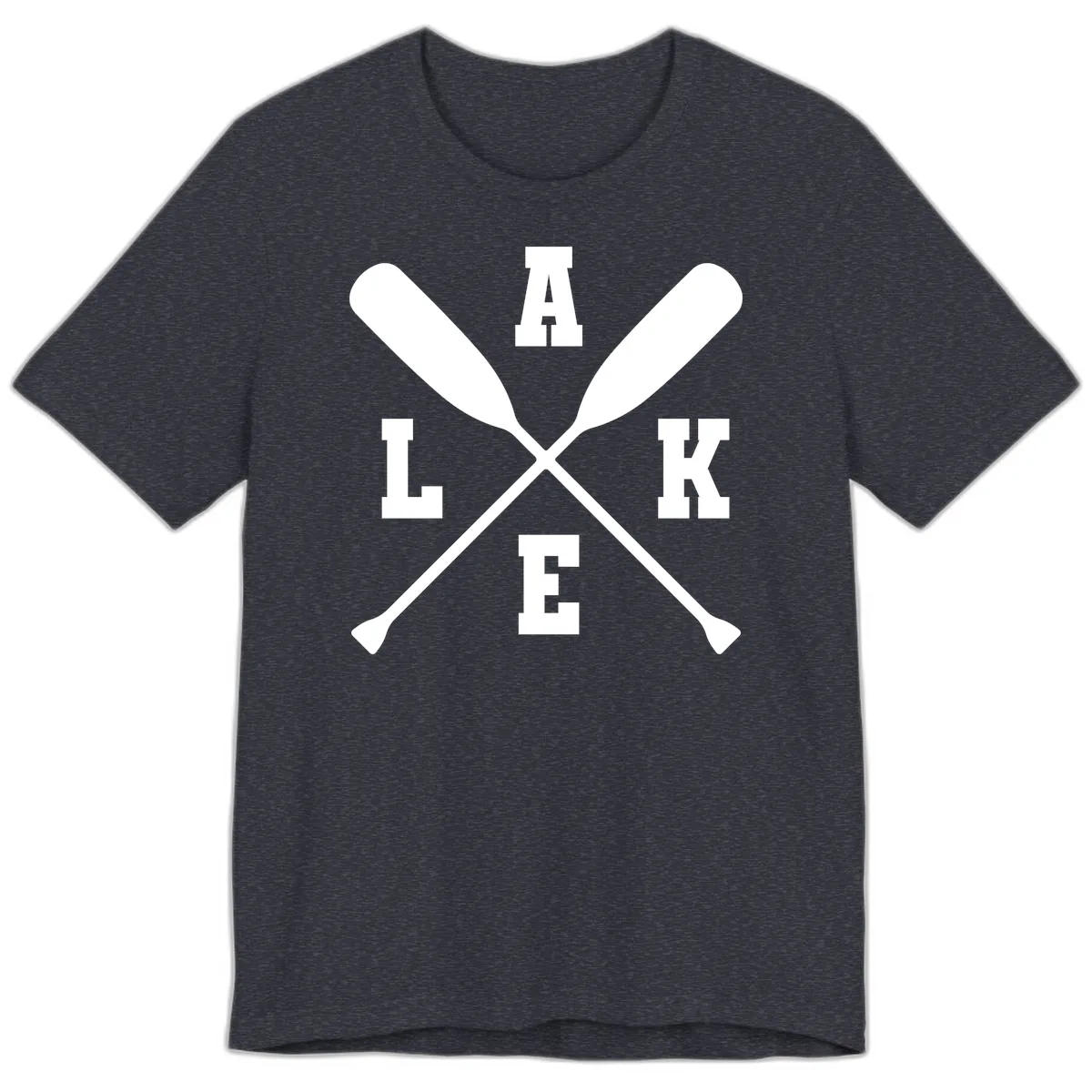 Lake Life Crossed Oars Design Premium T-Shirt in Heather Navy