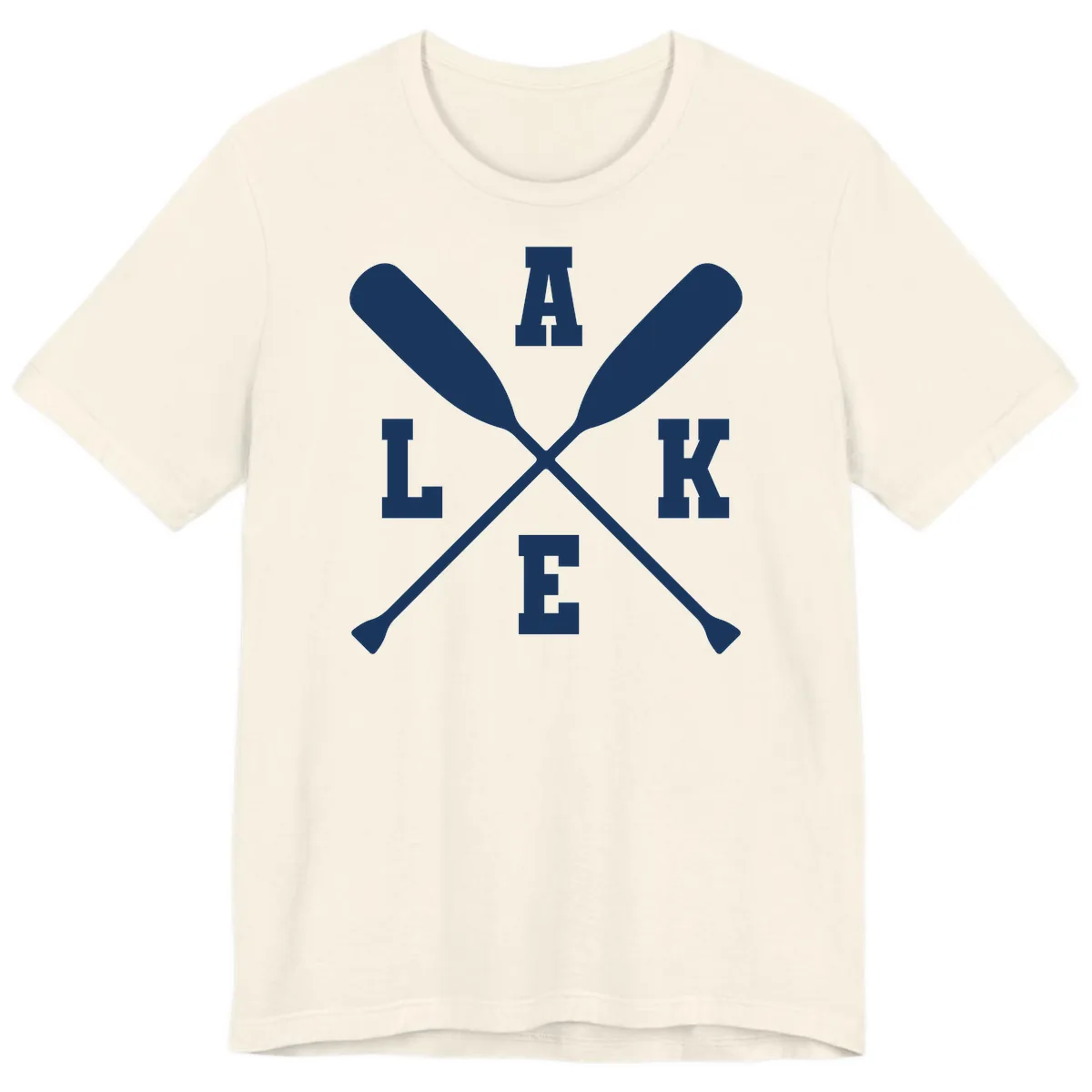 Lake Life Crossed Oars Design Premium T-Shirt in Natural