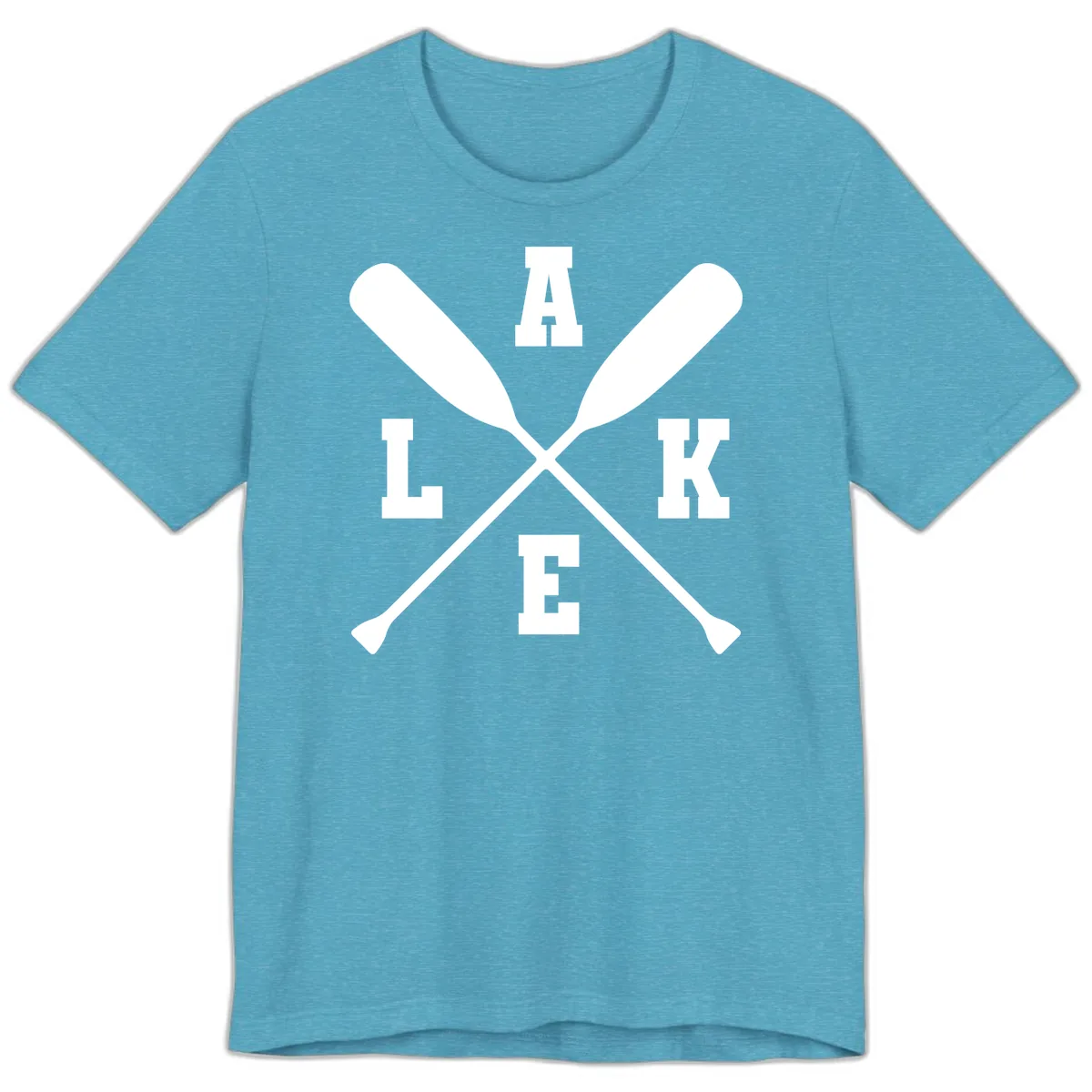 Lake Life Crossed Oars Design Premium T-Shirt in Heather Aqua