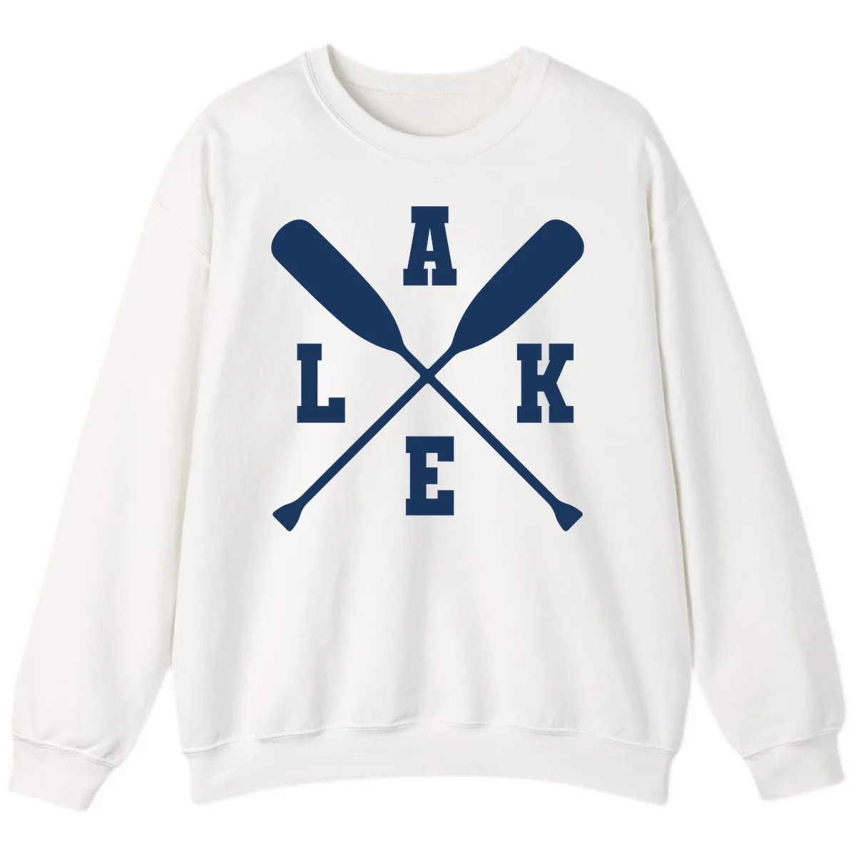 Lake Life Crossed Oars Design Sweatshirt in White