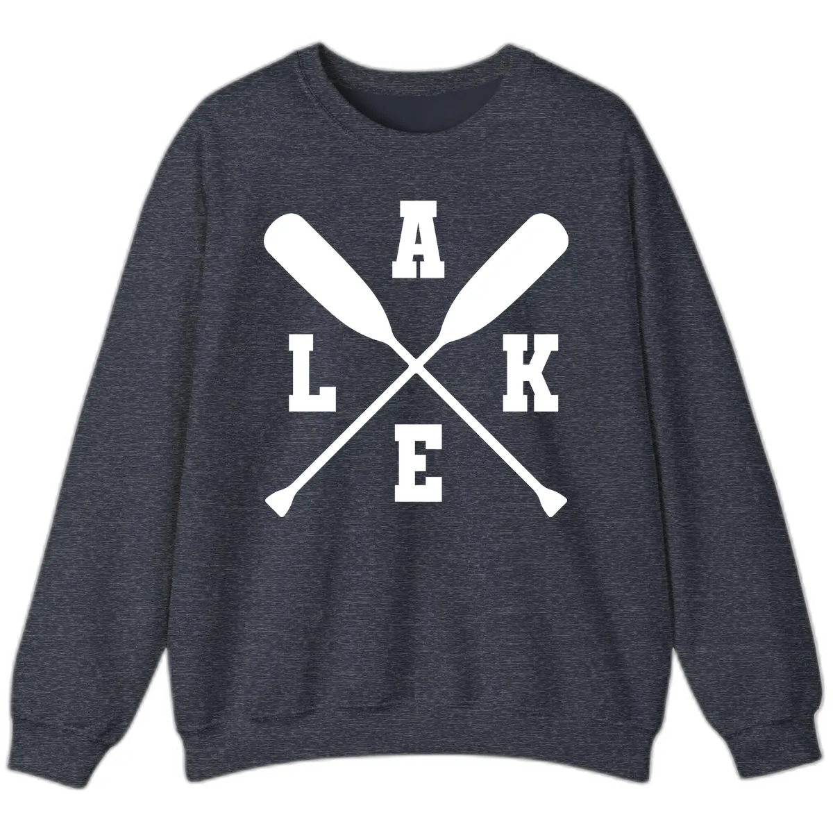 Lake Life Crossed Oars Design Sweatshirt in Heather Sport Dark Navy