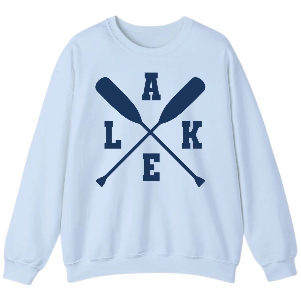 Lake Life Crossed Oars Design Sweatshirt in Light Blue