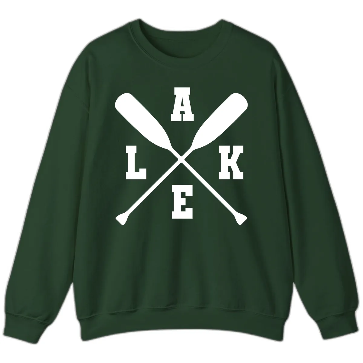 Lake Life Crossed Oars Design Sweatshirt in Forest Green