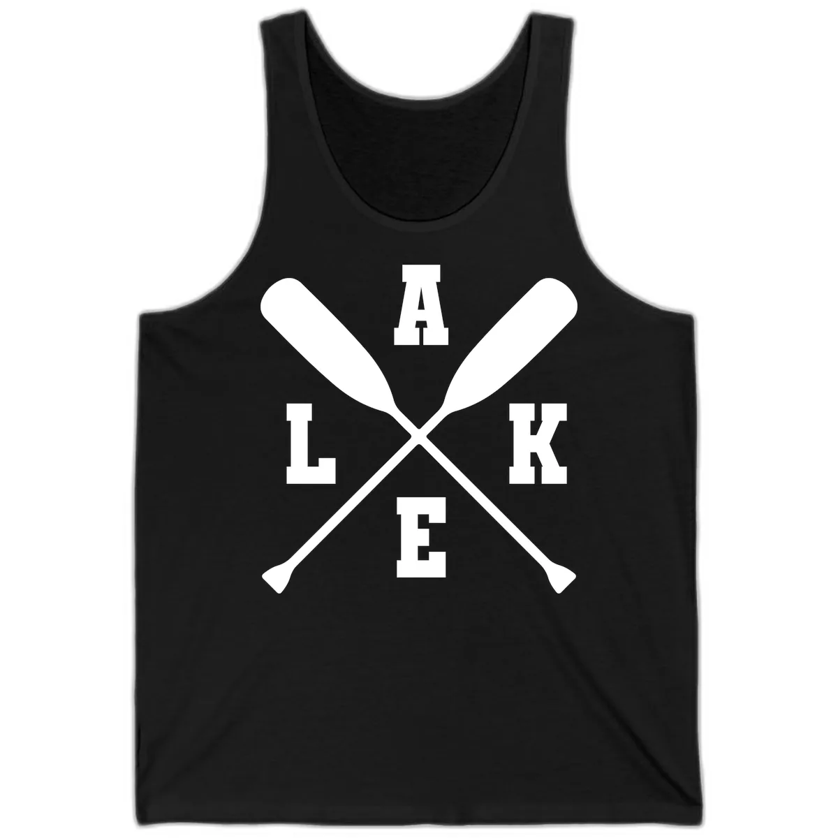Lake Life Crossed Oars Design Tank in Black