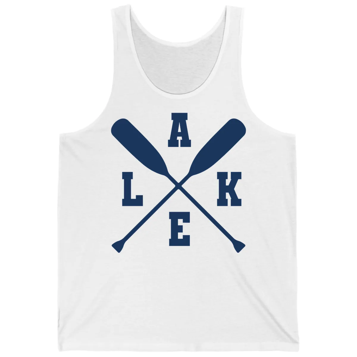 Lake Life Crossed Oars Design Tank in White