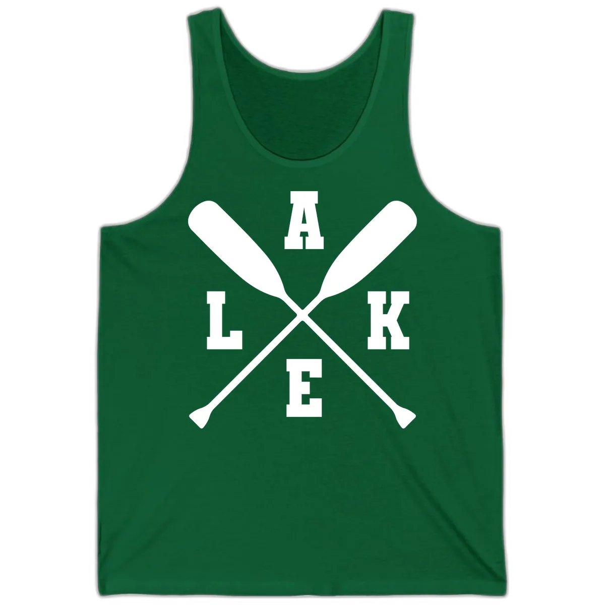Lake Life Crossed Oars Design Tank in Kelly