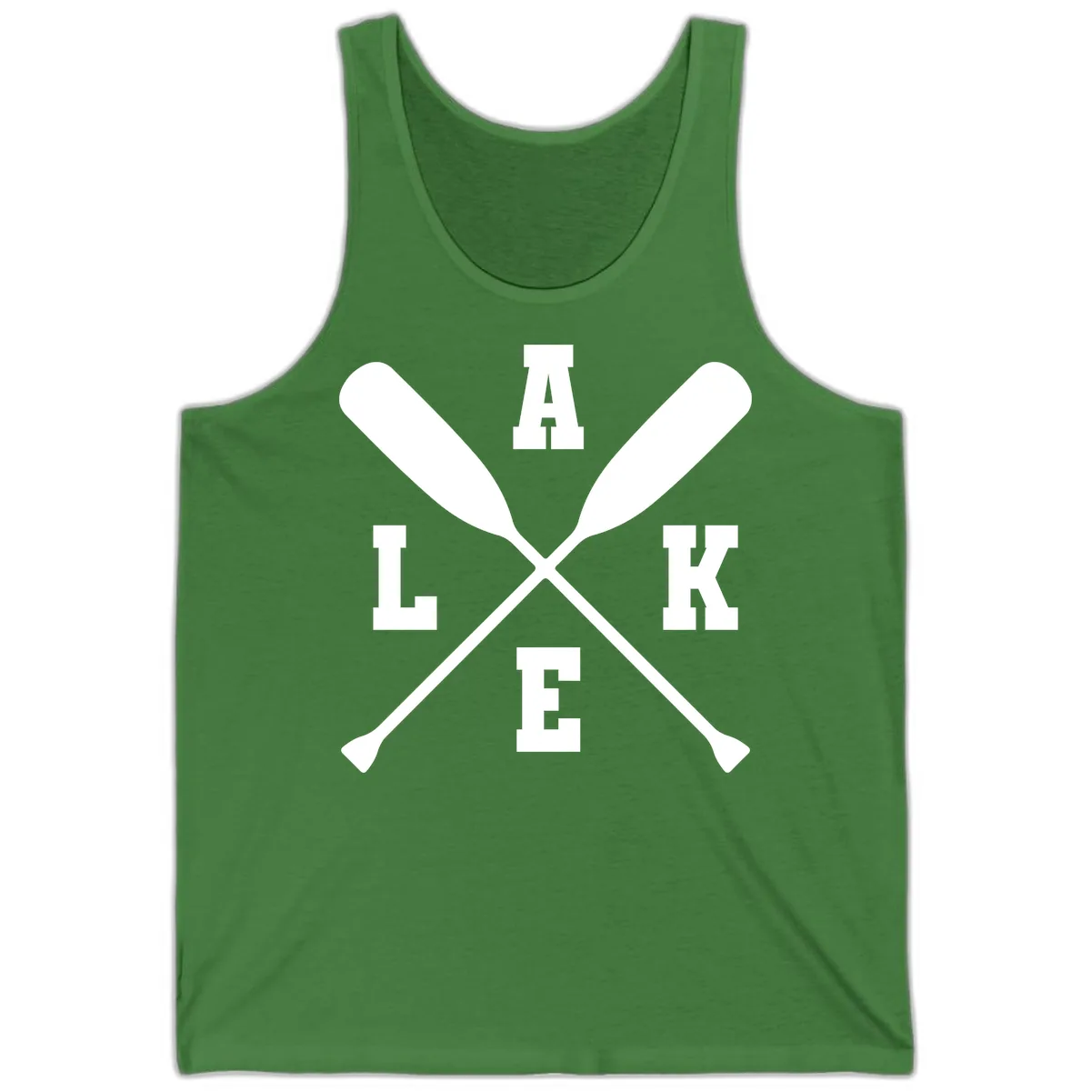 Lake Life Crossed Oars Design Tank in Leaf