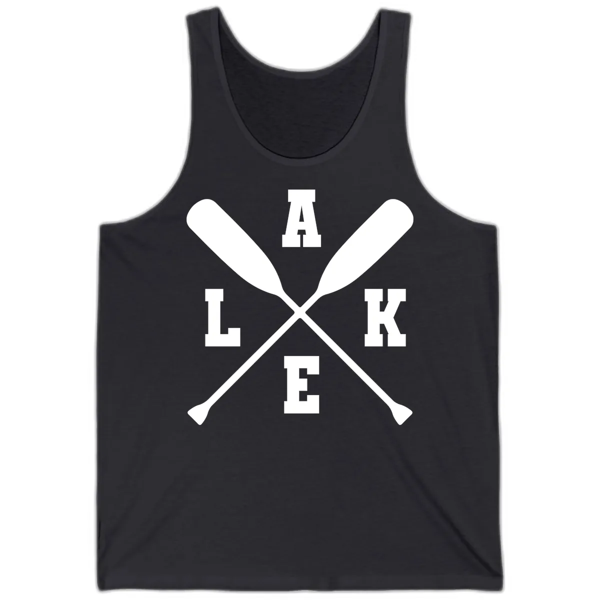 Lake Life Crossed Oars Design Tank in Dark Grey