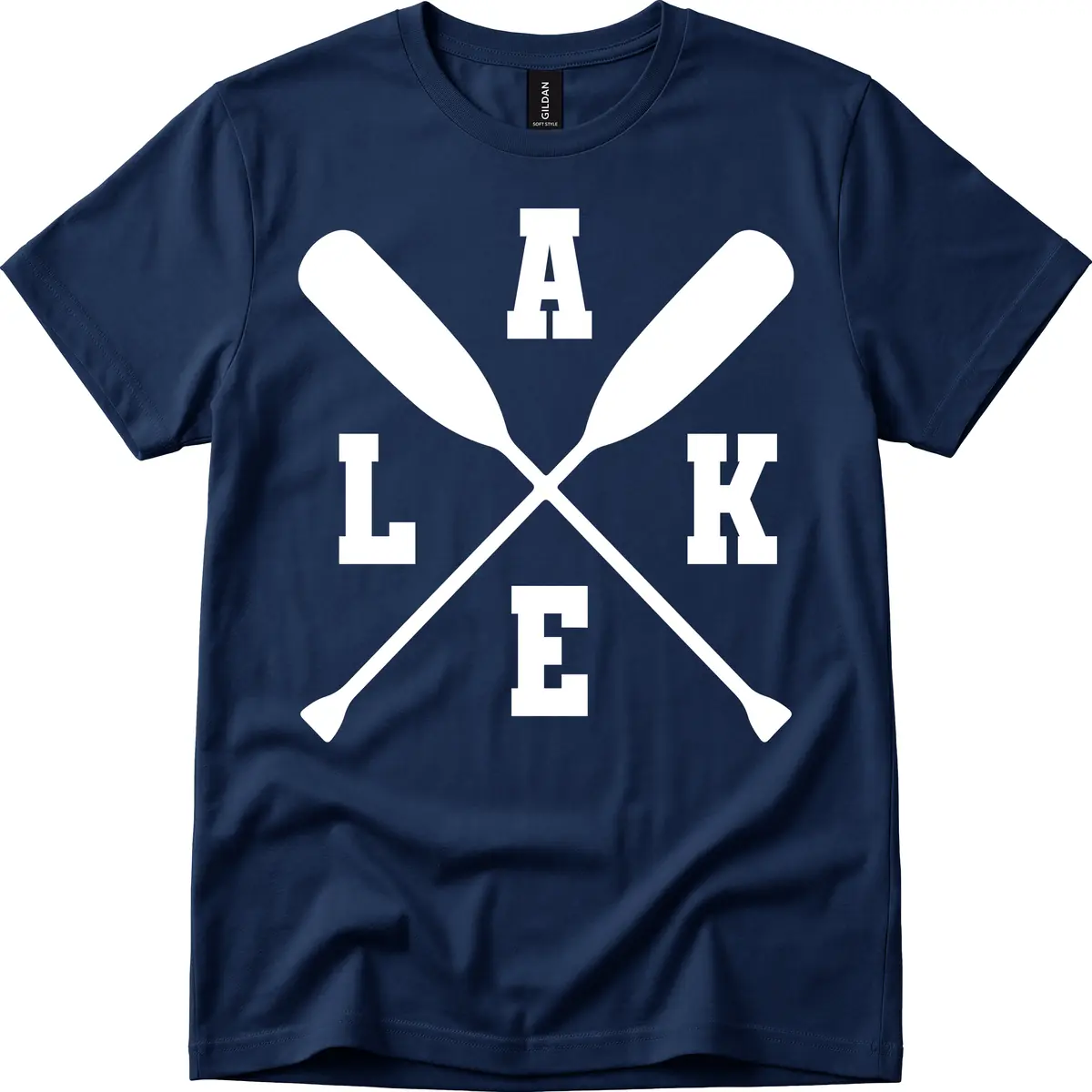Lake Life Crossed Oars Design T-Shirt in Navy