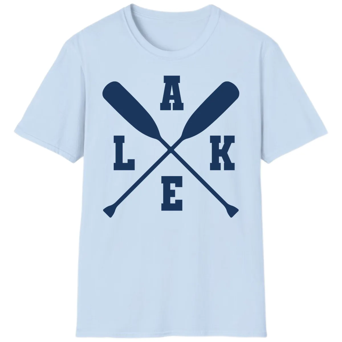 Lake Life Crossed Oars Design T-Shirt in Light Blue