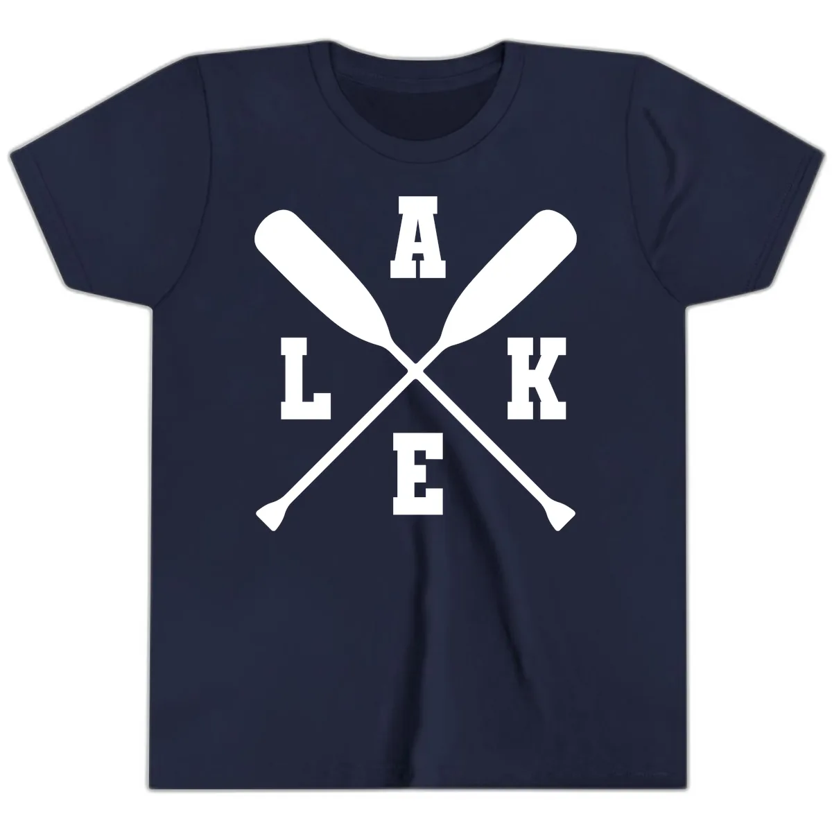 Lake Life Crossed Oars Design Youth T-Shirt in Navy