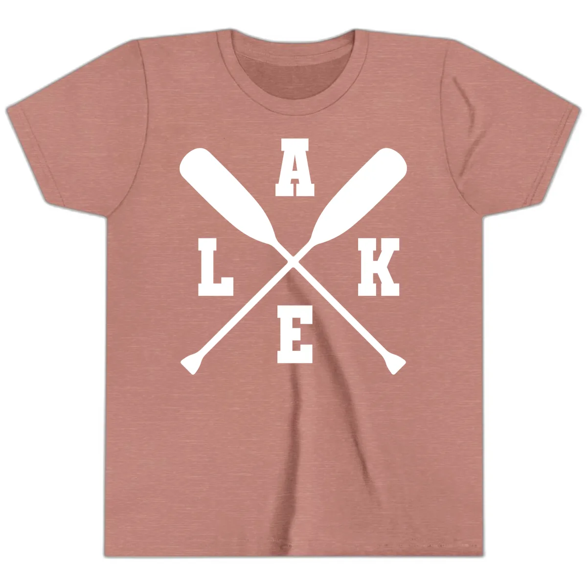 Lake Life Crossed Oars Design Youth T-Shirt in Heather Mauve