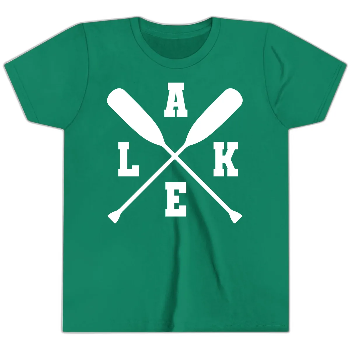 Lake Life Crossed Oars Design Youth T-Shirt in Kelly