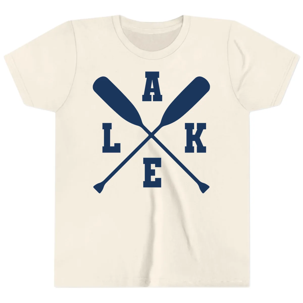 Lake Life Crossed Oars Design Youth T-Shirt in Natural