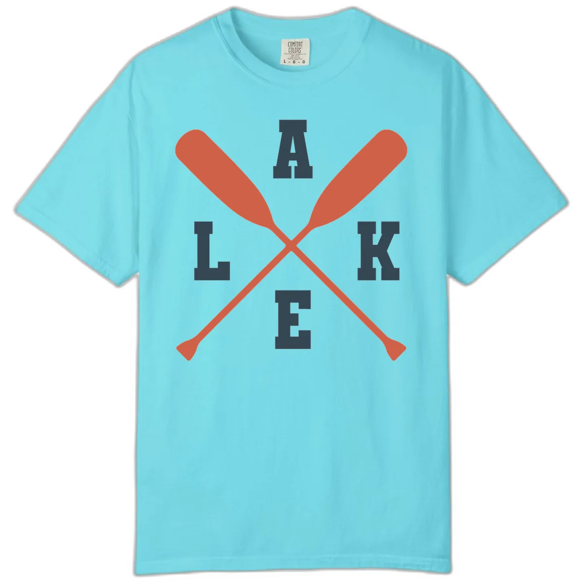 Oar Crossed Lake Life Emblem Comfort Color in Lagoon Blue
