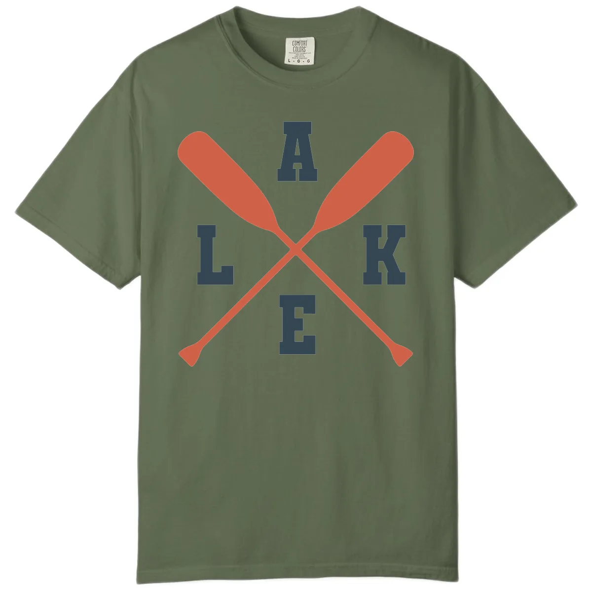 Oar Crossed Lake Life Emblem Comfort Color in Sage