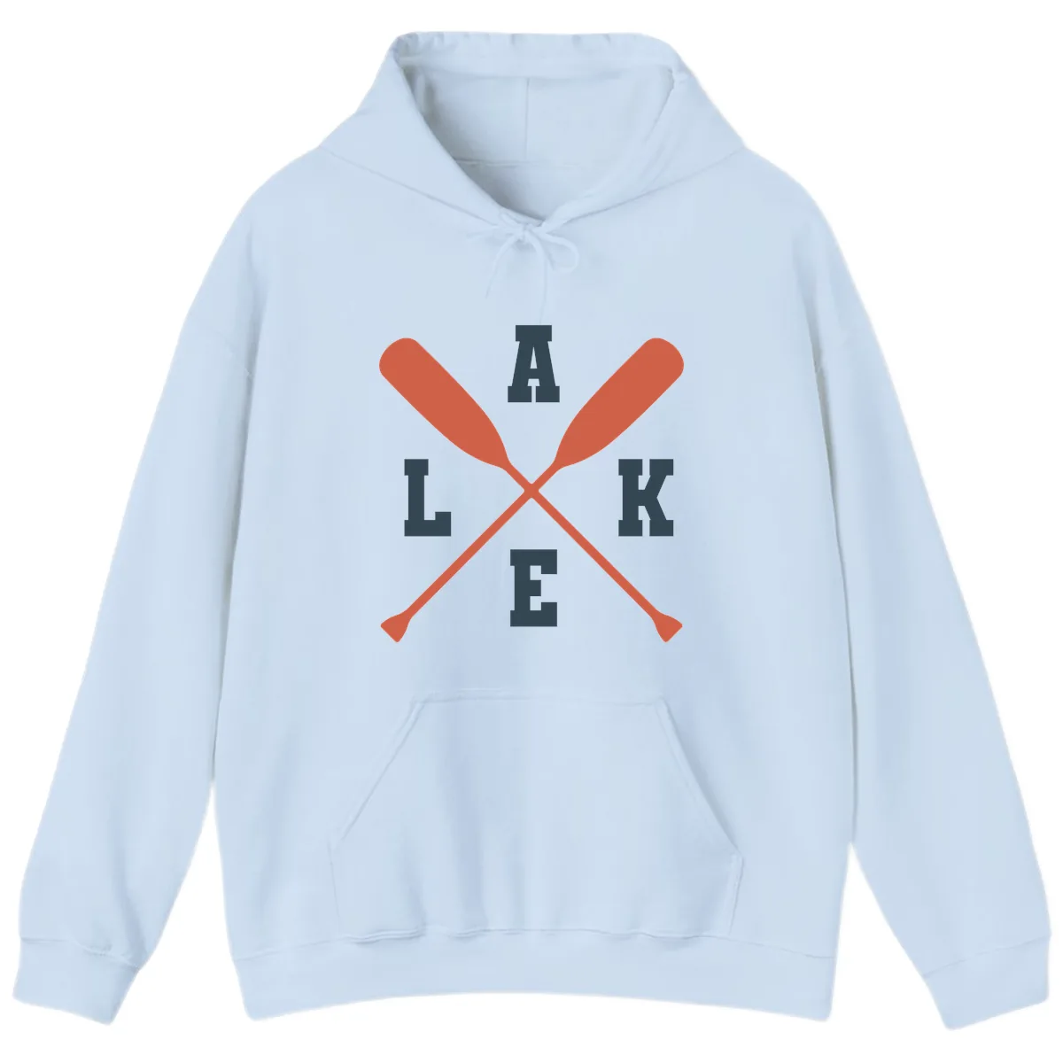 Oar Crossed Lake Life Emblem Hoodie in Light Blue