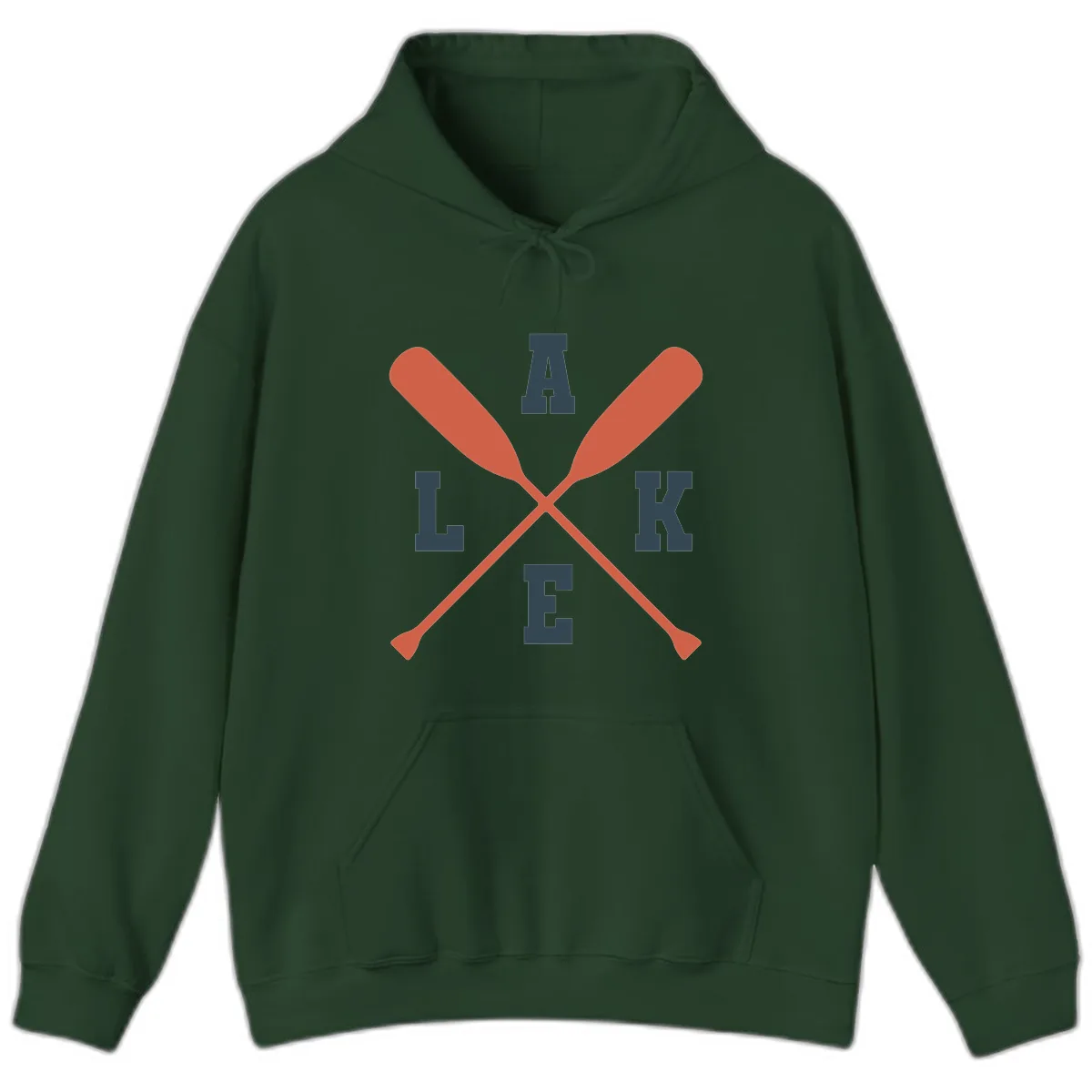 Oar Crossed Lake Life Emblem Hoodie in Forest Green
