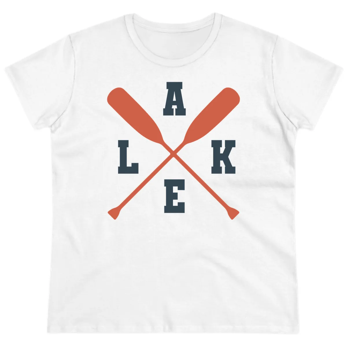 Oar Crossed Lake Life Emblem Ladies Tee in White