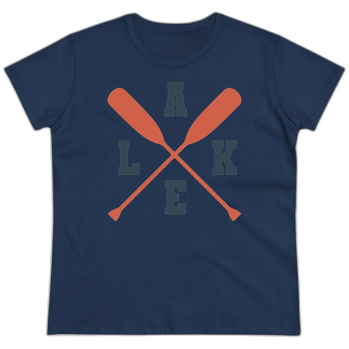 Oar Crossed Lake Life Emblem Ladies Tee in Navy