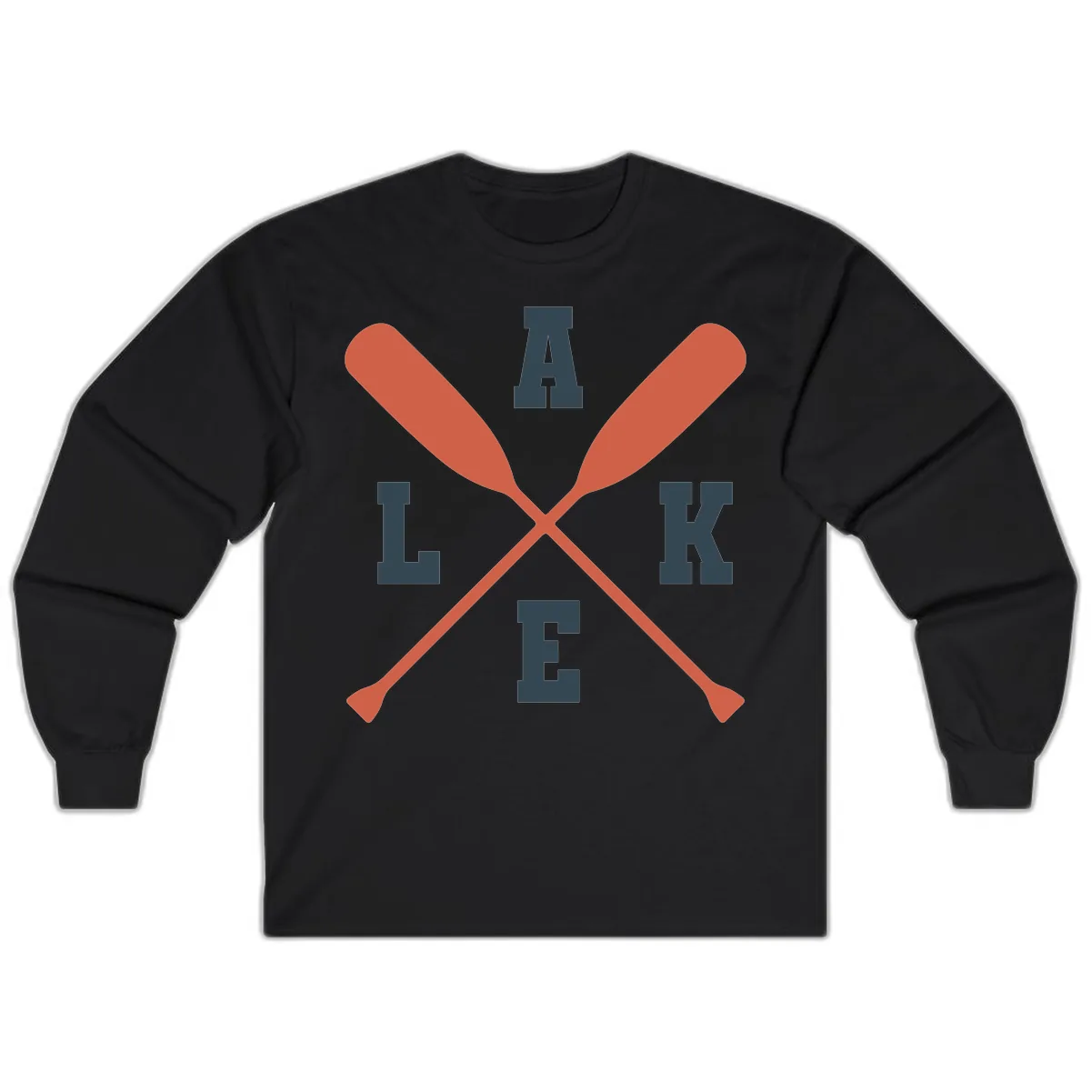 Oar Crossed Lake Life Emblem Long Sleeve in Black