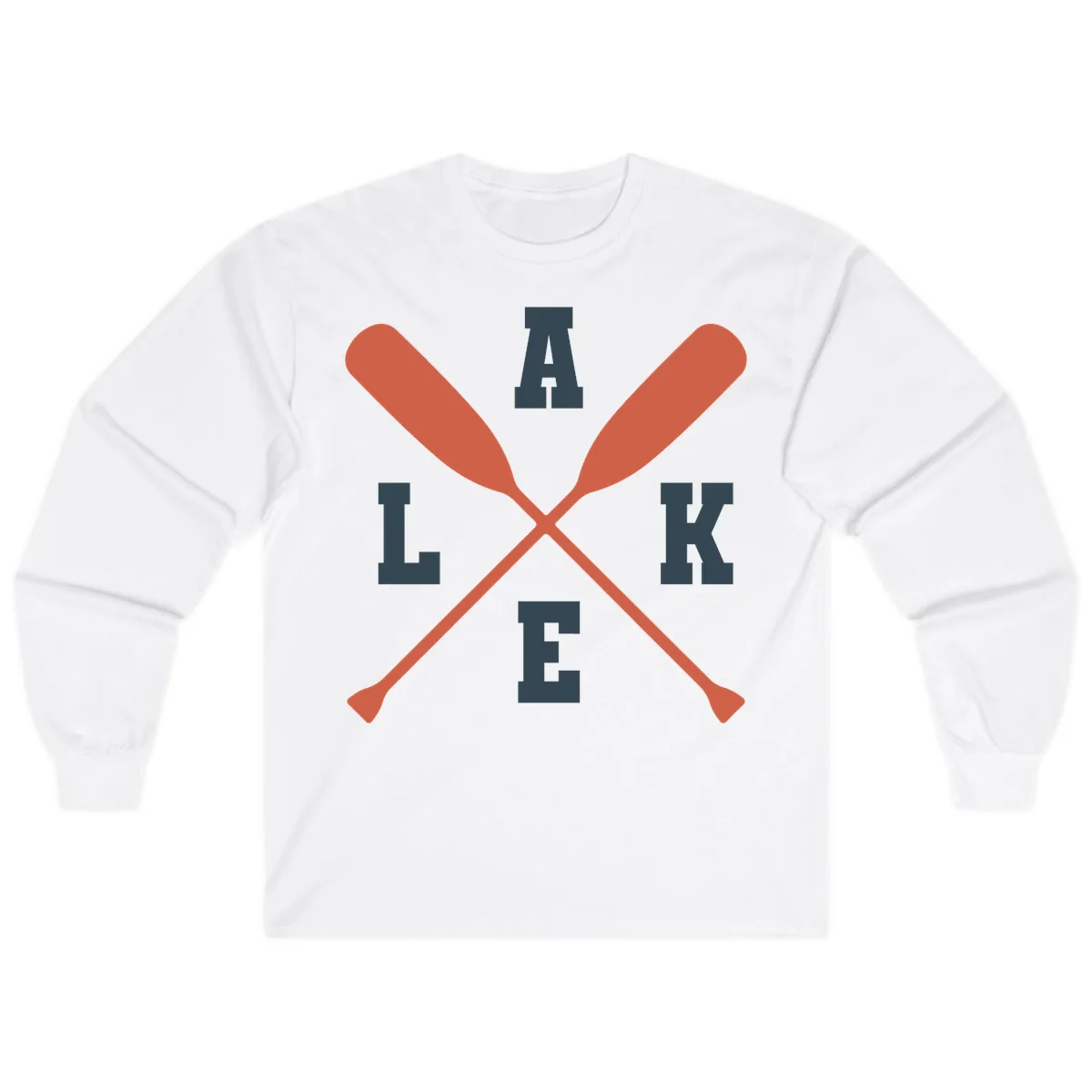 Oar Crossed Lake Life Emblem Long Sleeve in White