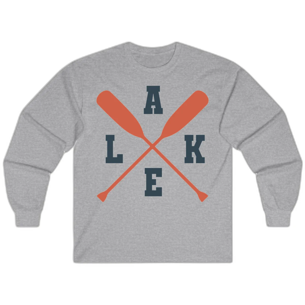 Oar Crossed Lake Life Emblem Long Sleeve in Sport Grey