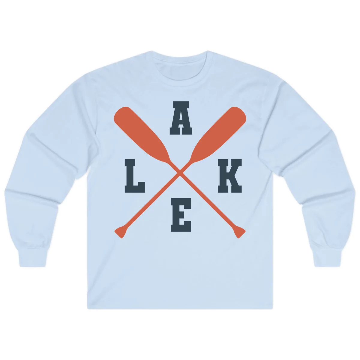 Oar Crossed Lake Life Emblem Long Sleeve in Light Blue
